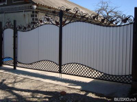 Ворота с калиткой Волна, металлические, распашные, цвет серый,ажурный узор