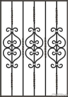 Решетка, металлическая, цвет чёрный, с кованым орнаментом посередине