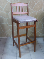 Барный деревянный мягкий стул, цвет "сосна темная"