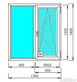 Окно пластиковое Экспроф 1300x1400 трехкамерное двустворчатое