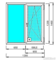 Окно пластиковое трехкамерное Экспроф 1300x1400 двустворчатое