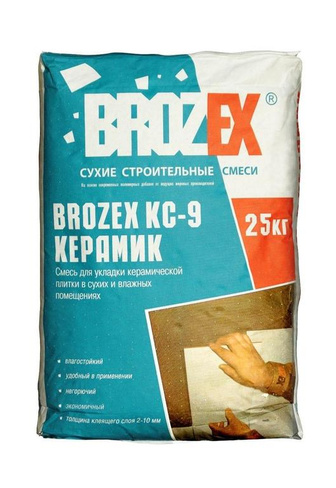 Клей для керамической плитки KS 9 КЕРАМИК Brozex 25 кг 1 уп 48 шт