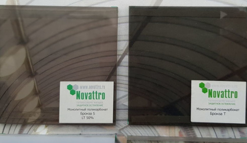 Монолитный поликарбонат NOVATTRO 6 мм бронза темная, бронза светлая
