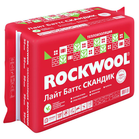 Утеплитель Rockwool лайт баттс скандик 800х600х100