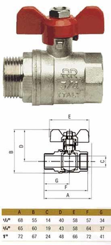 Кран шаровый 1/2 гш бантик RR365 "REMER"