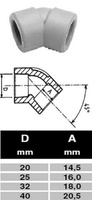 ПП Угольник D25 A45 "EK" ECOPLASTIK