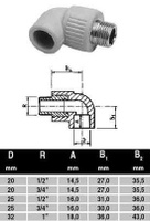 ПП Угольник D25*3/4 нар рез A90 "EK" ECOPLASTIK