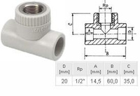 ПП Тройник D25*1/2 вн рез "EK" ECOPLASTIK