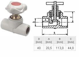 ПП Вентиль D40 "EK" ECOPLASTIK