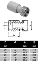 ПП Переход D20*1/2 с гайкой "EK" ECOPLASTIK