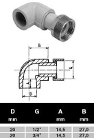 ПП Угольник D20*1/2 A90 переход с гайкой "EK" ECOPLASTIK