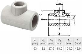 ПП Тройник 63*32*63 Переходной "EK" ECOPLASTIK