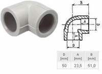 ПП Угольник D50 A90 "EK" ECOPLASTIK