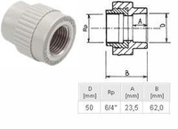 ПП Муфта D50*1 1/2 вн рез "EK" ECOPLASTIK