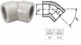 ПП Угольник D63 A45 "EK" ECOPLASTIK