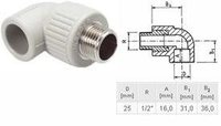 ПП Угольник D25*1/2 нар рез A90 "EK" ECOPLASTIK