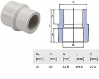 ПП Муфта D75*50 вн/нар Переходная "EK" ECOPLASTIK