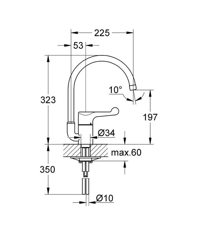 Смеситель для кухни grohe euroeco с высоким изливом