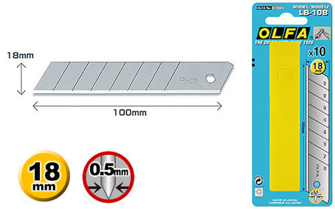 ЛЕЗВИЯ Д/НОЖА OLFA 18*100*0,5ММ OL-LB-10B