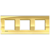 Рамка Bticino LivingLight прямоугольная на 3 поста, универсальная, золото