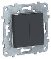 Кнопка звонка одноклавишная (1н.о.) Schneider Electric Unica Modular, на клеммах, антрацит