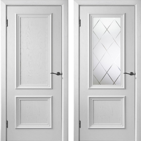 Дверь межкомнатная Тандор Бергамо-4 шпон дуба, эмаль белая