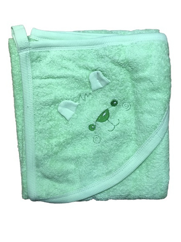 Полотенце уголок для новорожденных 85*85 зеленый Медведь арт.Г09-07 Легенда