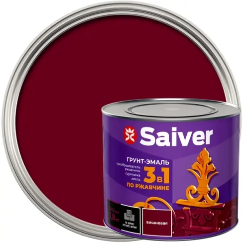 Антикоррозионная эмаль Saiver цвет вишневый 1.8 кг SAIVER Гр.-эм. по ржавч. Saiver вишневая 1.8кг
