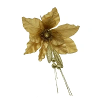 Украшение цветок на ветке 40 см золото Без бренда -
