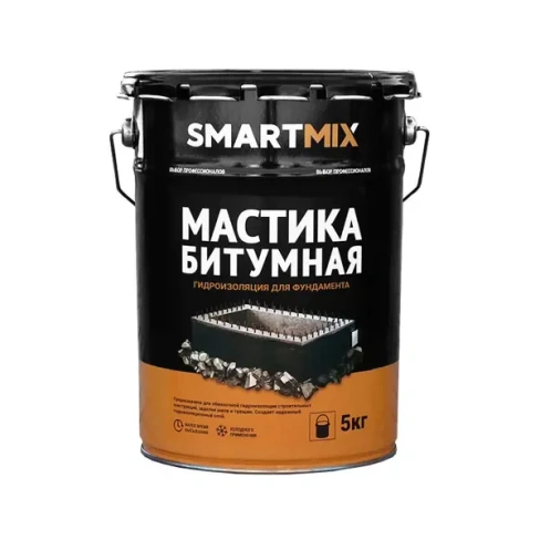 Мастика гидроизоляционная Smartmix Битумная для фундамента 5 кг SMARTMIX None