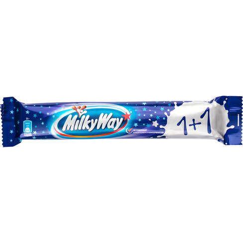 Батончик Milky Way 1+1 с суфле, арахис, миндаль, 52 г