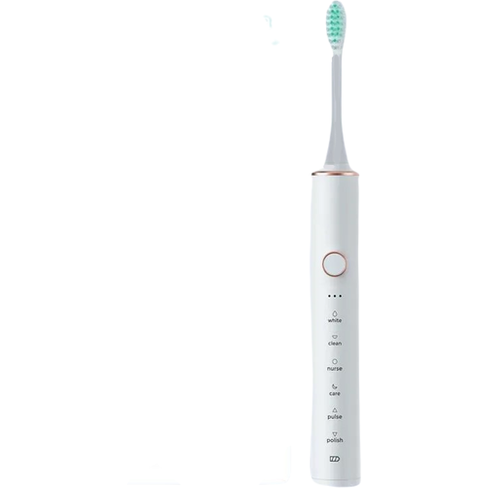 Электрическая зубная щетка, ультразвуковая зубная щетка для чистки зубов и полости рта, 6 режимов, 4 насадки, белый Ning