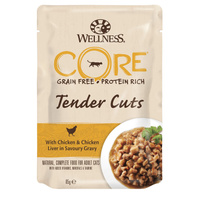 Wellness CORE tender Cuts паучи из курицы с куриной печенью в виде нарезки в соусе для кошек (85 г)
