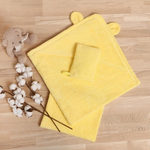 Детское полотенце Крошка Я цвет: желтый (85х85 см, 40х55 см)