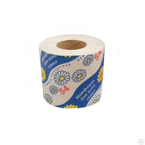 Туалетная бумага " Комфорт для всей семьи 54", в амбалаже, с тиснением и перфорацией,1 слой, 100 гр. Россия