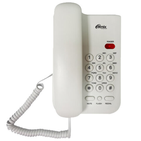 Телефон RITMIX RT-311 white световая индикация звонка тональный/импульсный режим повтор белый 80002232