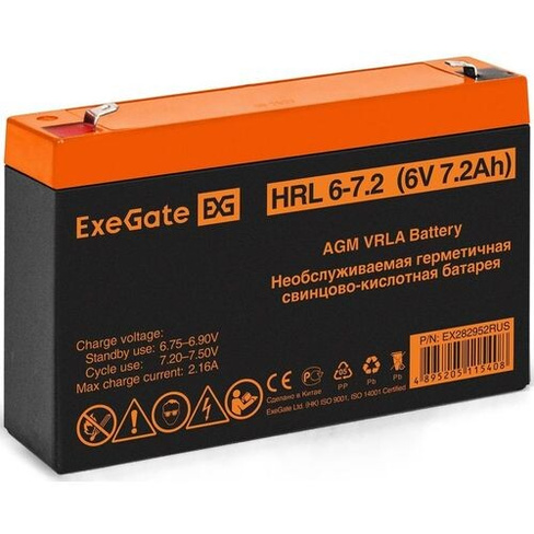 Аккумуляторная батарея для ИБП EXEGATE EX282952 6В, 7.2Ач [ex282952rus]