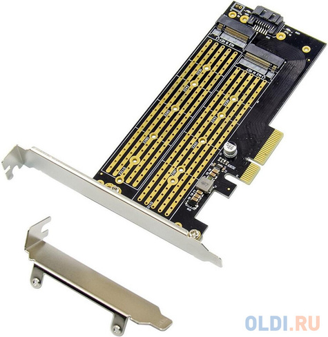 ORIENT C301E, Переходник PCI-Ex4->NGFF (M.2) M-key PCI-E SSD + SATA->NGFF (M.2) B-key SSD, тип 2230/2242/2260/2280/22110