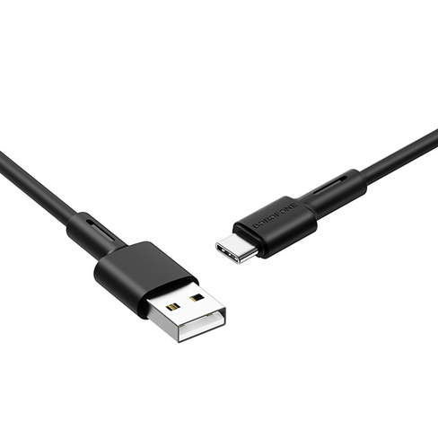 USB кабель шт.USB (A) - шт.Type-C "Borofone" BX31 силикон особо прочный (черный) 3,0A, 1м