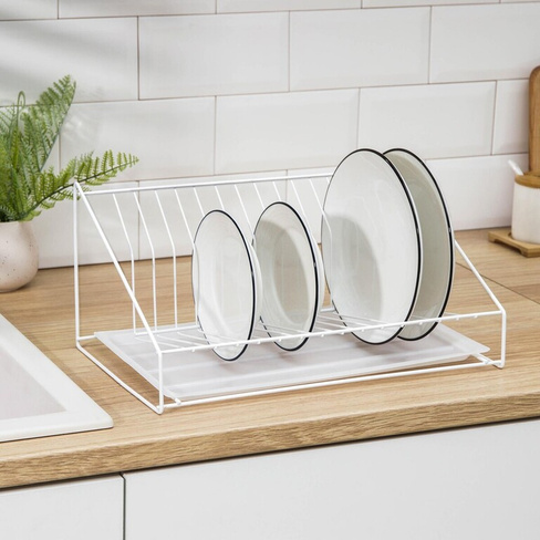 Сушилка для посуды с поддоном, 38×17,5×23,5 см, цвет белый No brand
