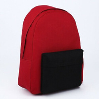 Рюкзак школьный текстильный с цветным карманом, 30х39х12 см, цвет бордовый/чёрный NAZAMOK