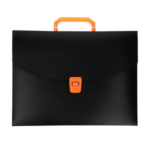 Папка портфель а4, 700 мкм, 1 отделение, calligrata, черный с оранжевыми элементами отделки Calligrata