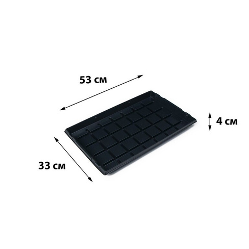 Поддон для рассады, 53 × 33 × 4.7 см, пластик, черный, greengo Greengo