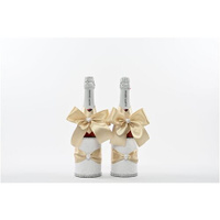 Свадебный набор для украшения бутылок шампанского "Дуэт" цвета пудры / Украшение для бутылок на свадьбу