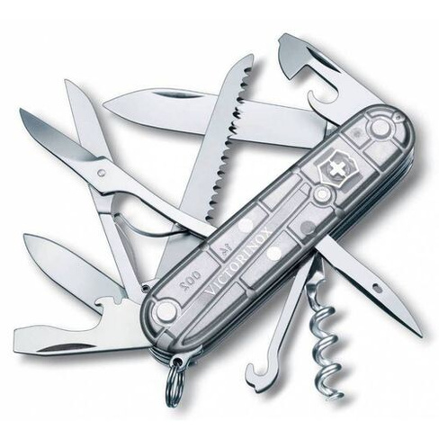 Складной нож Victorinox Huntsman, функций: 15, 91мм, серебристый полупрозрачный, коробка картонная [1.3713.t7]