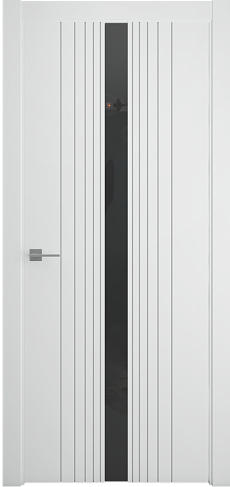 Дверь межкомнатная Геометрия-8, эмаль, белый, стекло черное