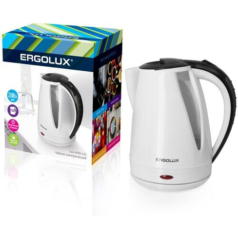 Электрический чайник ELX-KP02-C32 белый, черный Ergolux