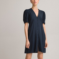 Платье короткое с v-образным вырезом и короткими рукавами 46 синий