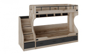 Кровать двухъярусная с приставной лестницей «Окланд» СМ-324.11.001 (Фон Черный/Дуб Делано)