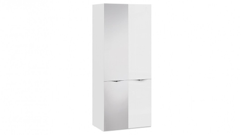 Шкаф для одежды с 1 зеркальной и 1 дверью со стеклом «Глосс» СМ-319.07.213 (Белый глянец/Стекло)